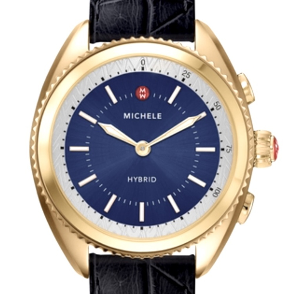 Michele Hybrid Watch (leather strap, box, batteries included)